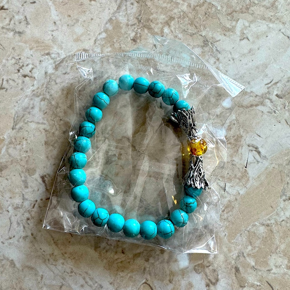 TURQUOISE DRAGON PRAYER BEADS BRACELET
